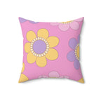 Purple Pink and Yellow Flowers Square Pillow Home Decor Pink Sweetheart