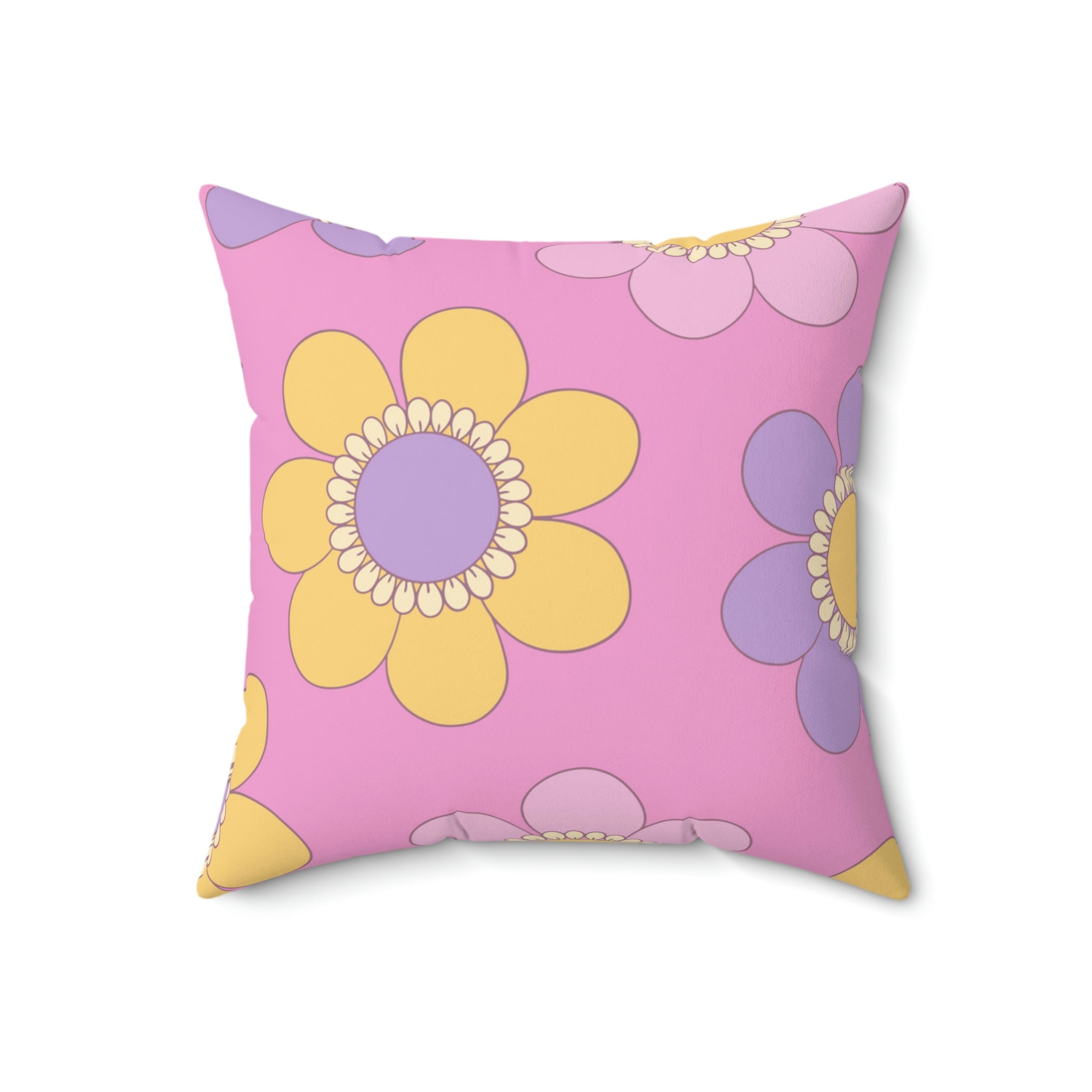 Purple Pink and Yellow Flowers Square Pillow Home Decor Pink Sweetheart