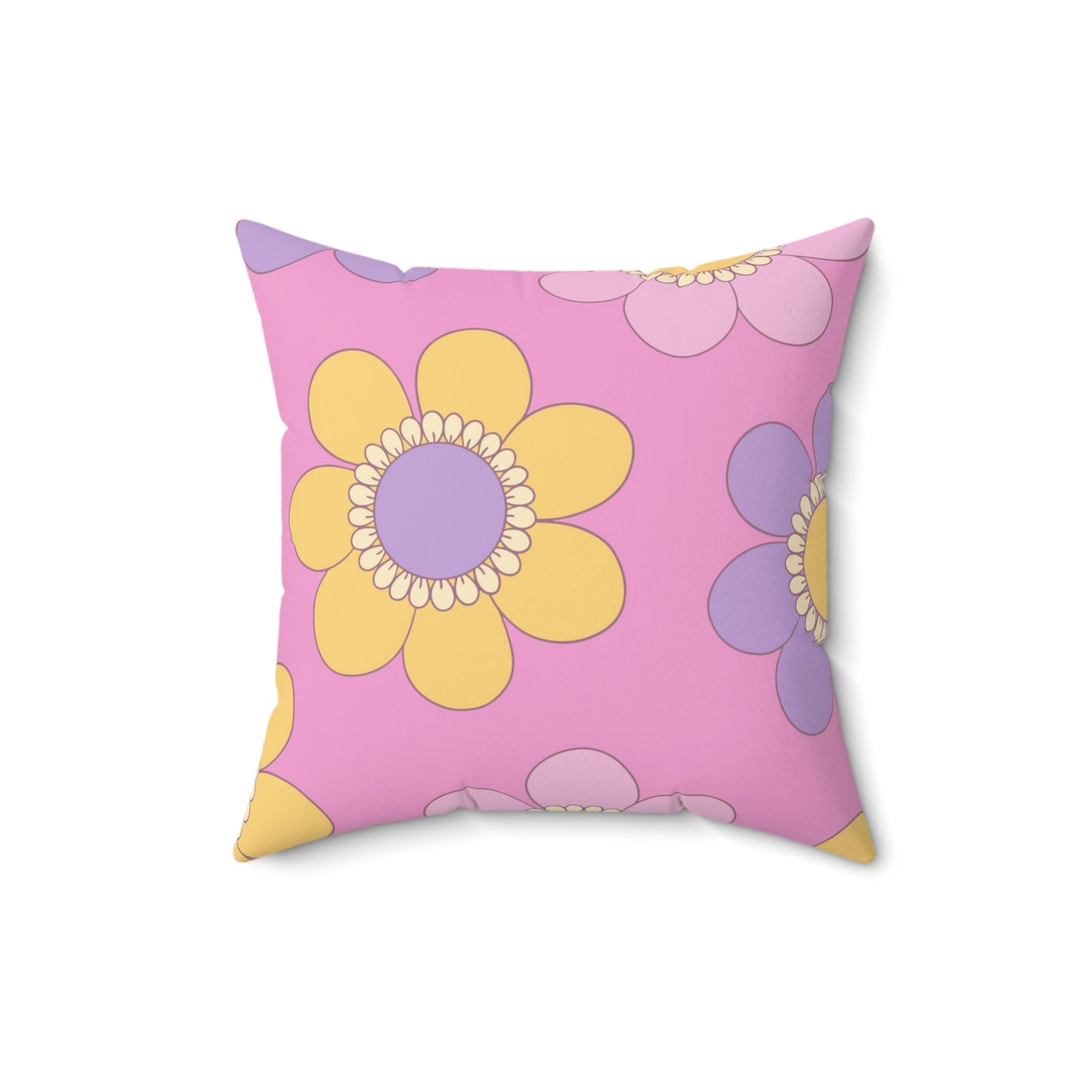 Purple Pink and Yellow Flowers Square Pillow Home Decor Pink Sweetheart