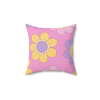 Purple Pink and Yellow Flowers Square Pillow Home Decor Pink Sweetheart