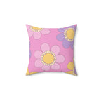 Purple Pink and Yellow Flowers Square Pillow Home Decor Pink Sweetheart