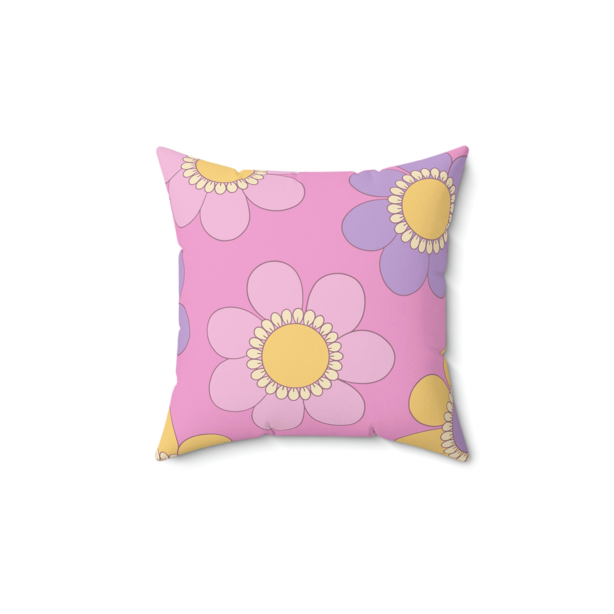 Purple Pink and Yellow Flowers Square Pillow Home Decor Pink Sweetheart