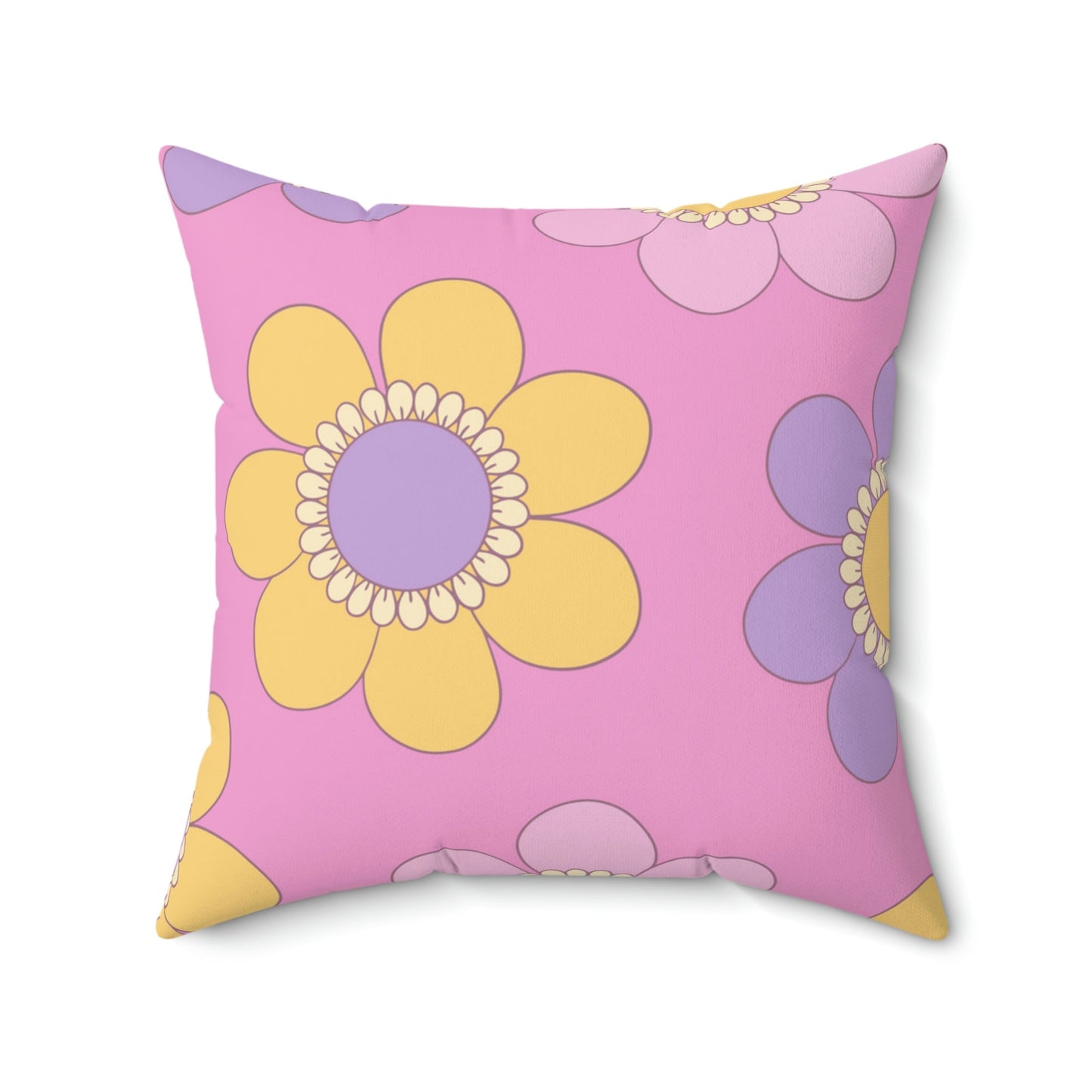Purple Pink and Yellow Flowers Square Pillow Home Decor Pink Sweetheart