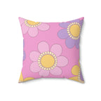 Purple Pink and Yellow Flowers Square Pillow Home Decor Pink Sweetheart