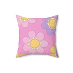 Purple Pink and Yellow Flowers Square Pillow Home Decor Pink Sweetheart