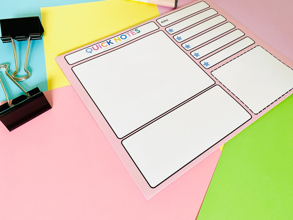 Quick Notes Pastel Stationery Notepad Notebooks & Notepads Pink Sweetheart
