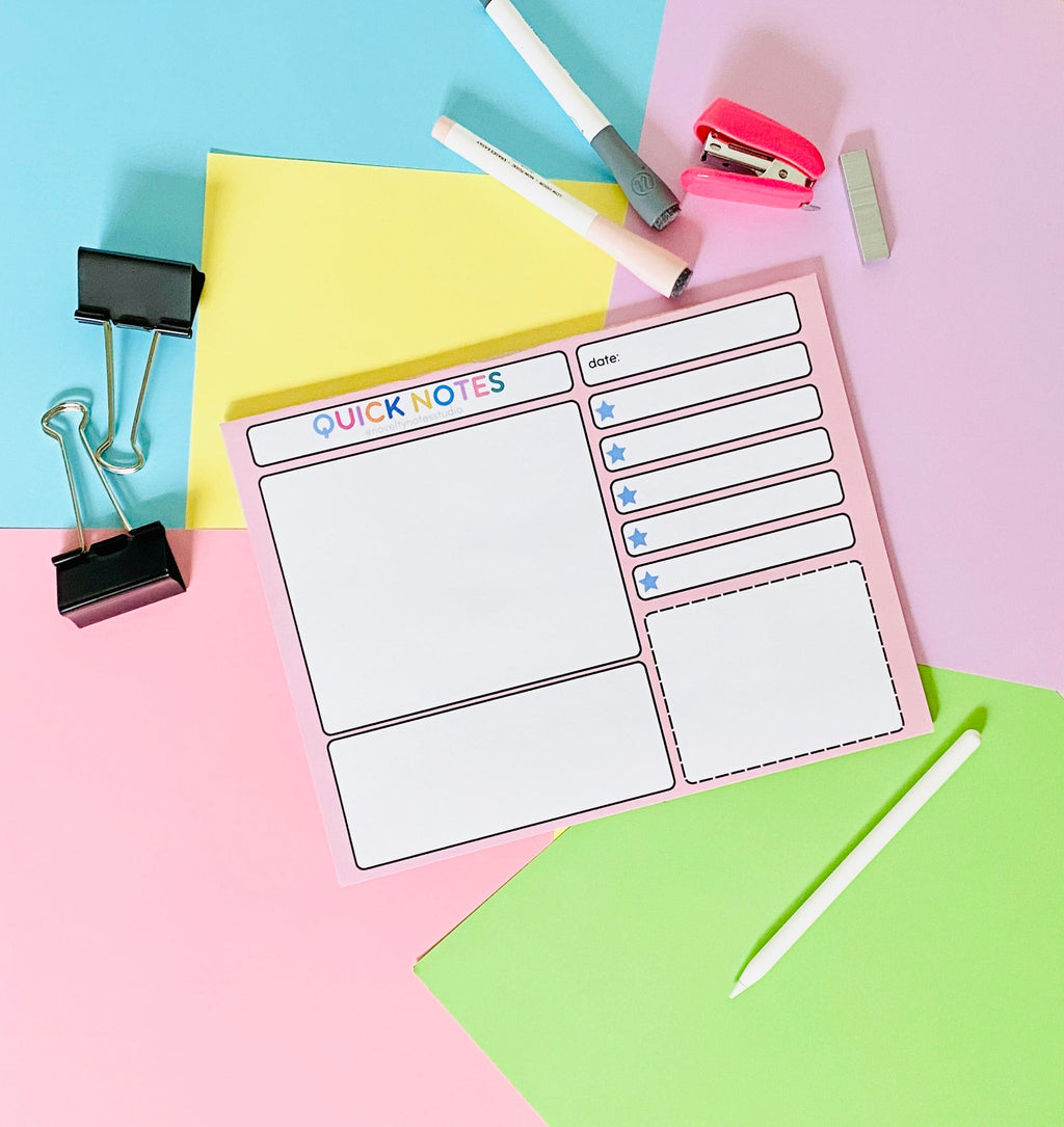 Quick Notes Pastel Stationery Notepad Notebooks & Notepads Pink Sweetheart