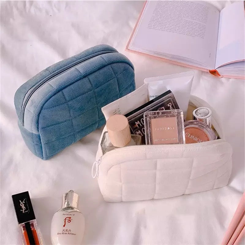 Quilted Arch Puffy Plush Cosmetic Multifunction Makeup Bag Cosmetic & Toiletry Bags Pink Sweetheart