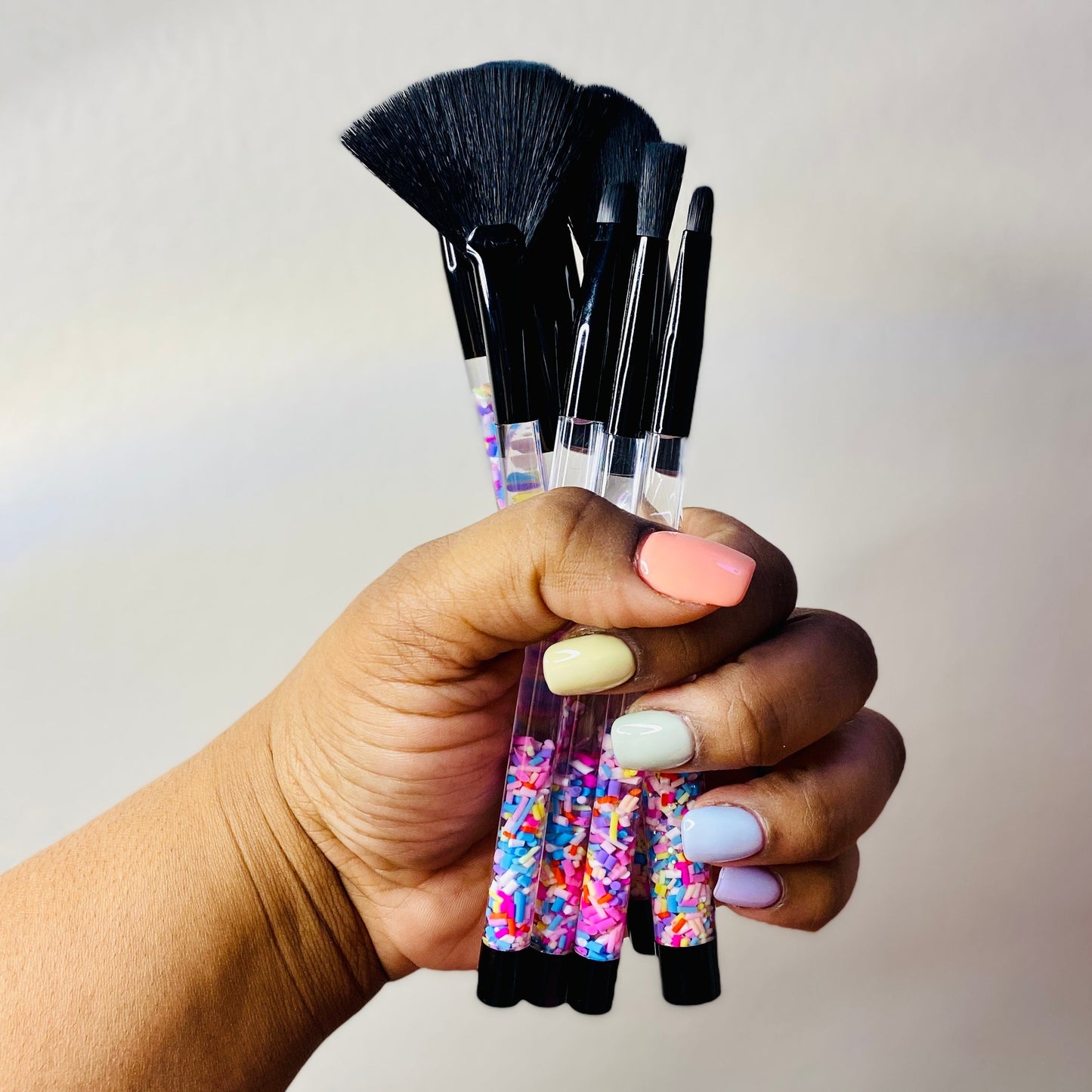 Rainbow Sprinkles Liquid Cosmetic Makeup Brush Set Makeup Brushes Pink Sweetheart