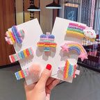 Rainbow Stars and Flowers Hairpin Clip Set Hair Claws & Clips Pink Sweetheart