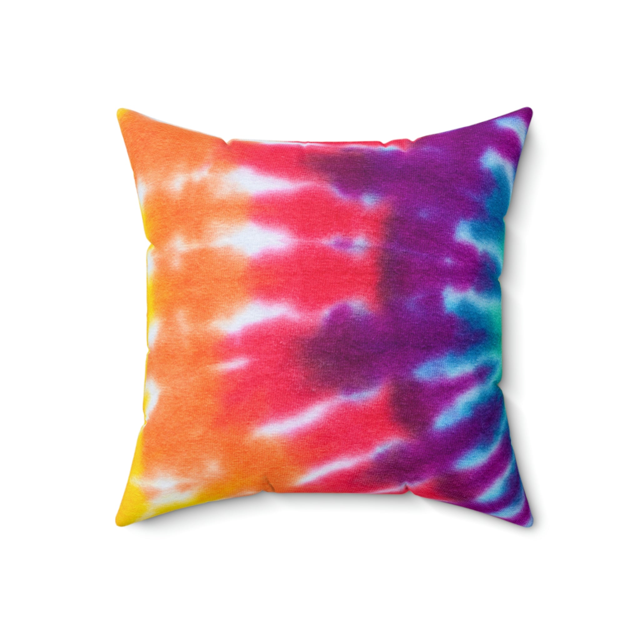 Rainbow Tie Dye Square Pillow Home Decor Pink Sweetheart