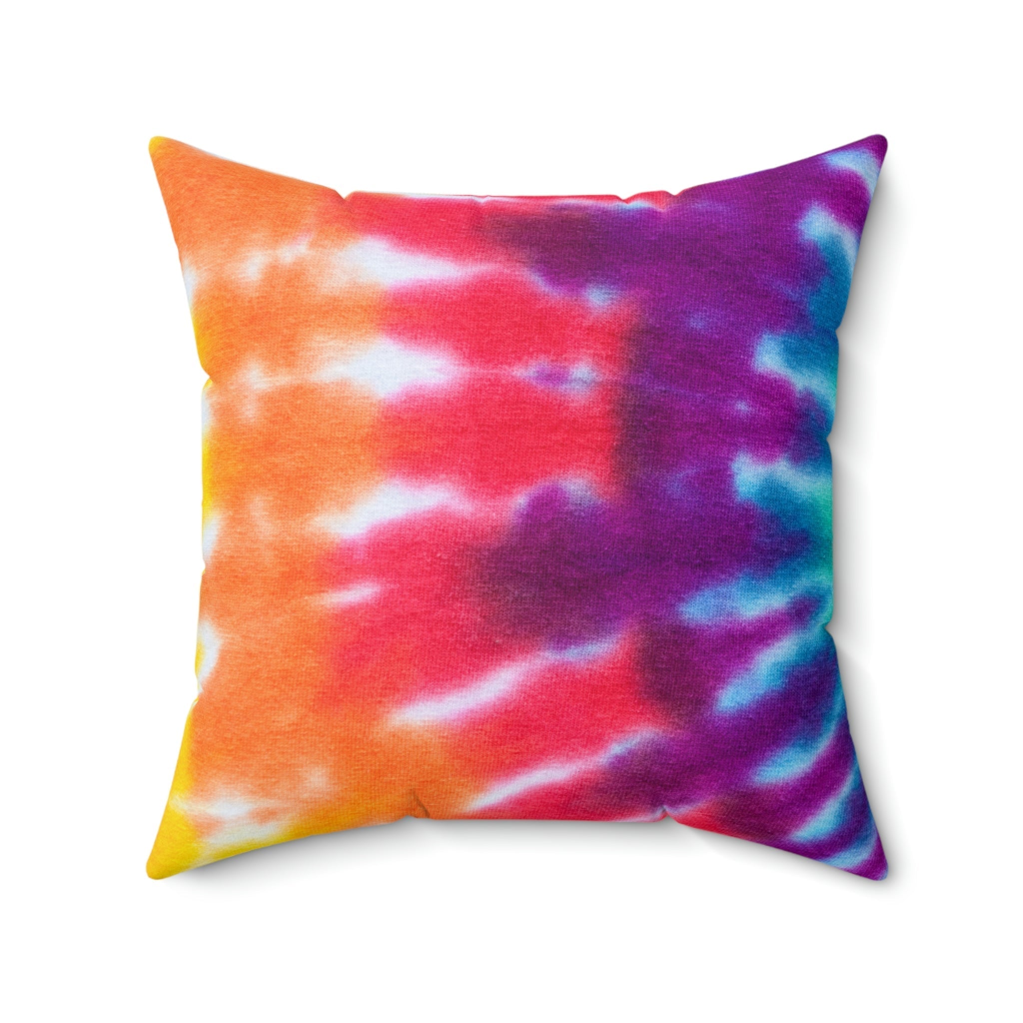 Rainbow Tie Dye Square Pillow Home Decor Pink Sweetheart