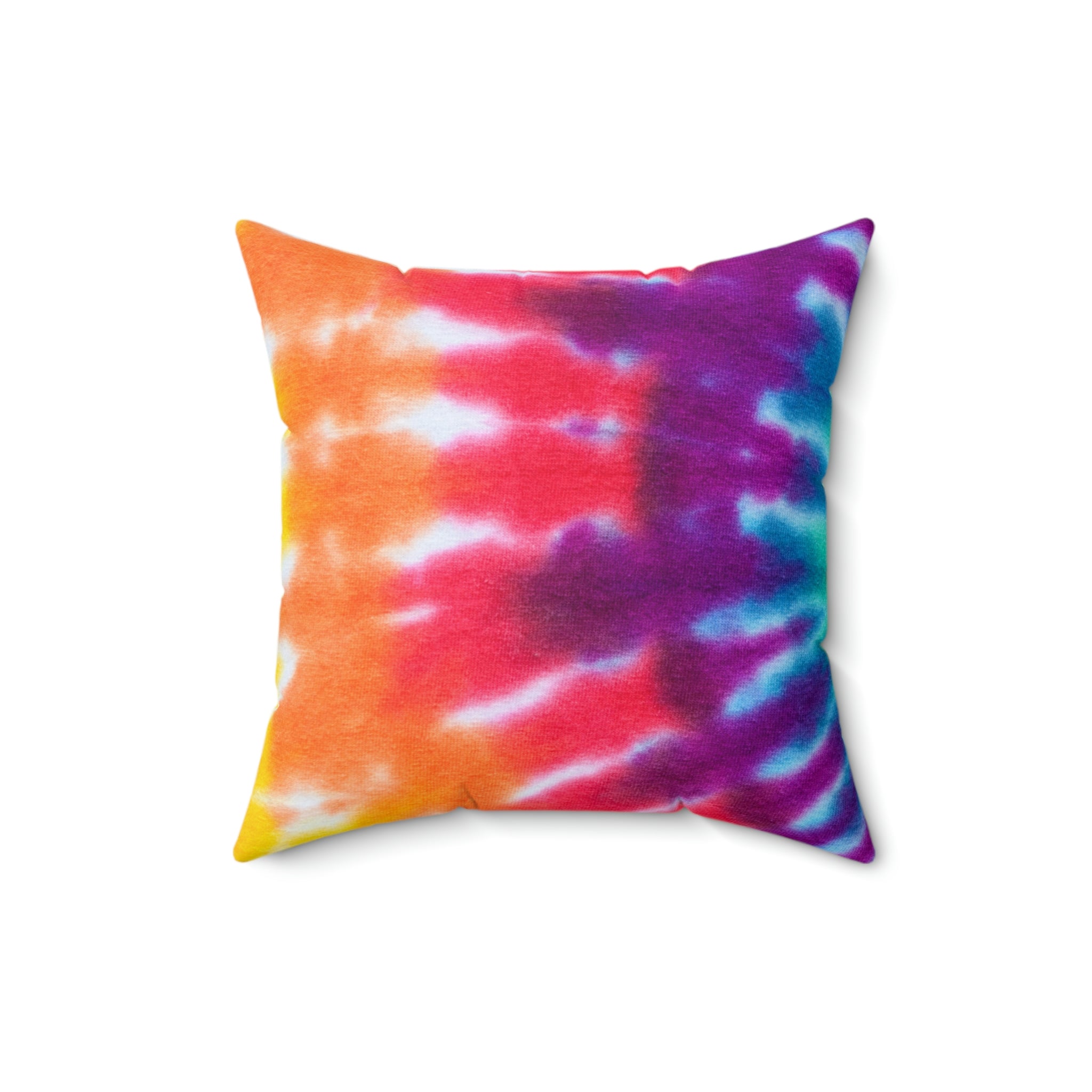 Rainbow Tie Dye Square Pillow Home Decor Pink Sweetheart