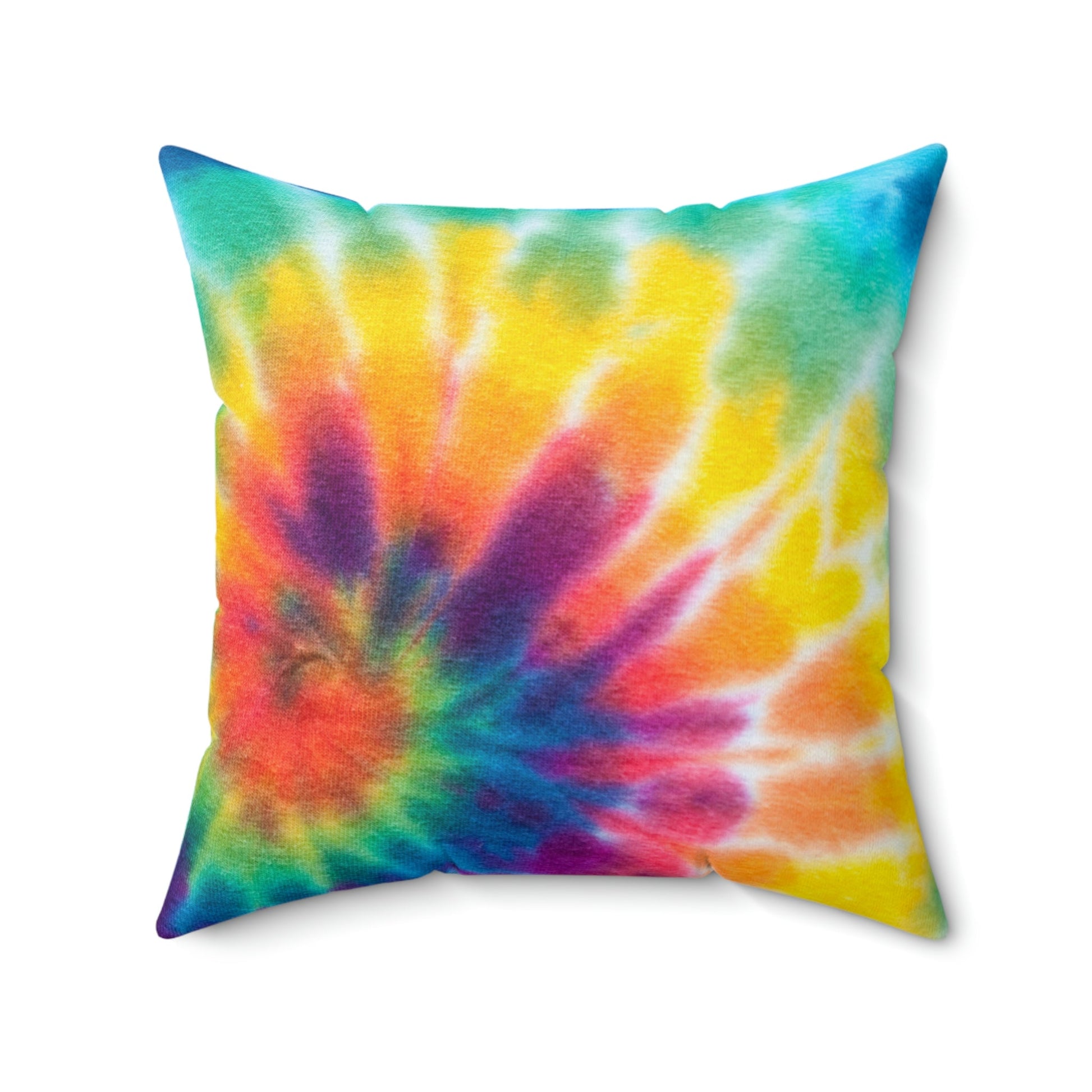 Rainbow Tie Dye Square Pillow Home Decor Pink Sweetheart