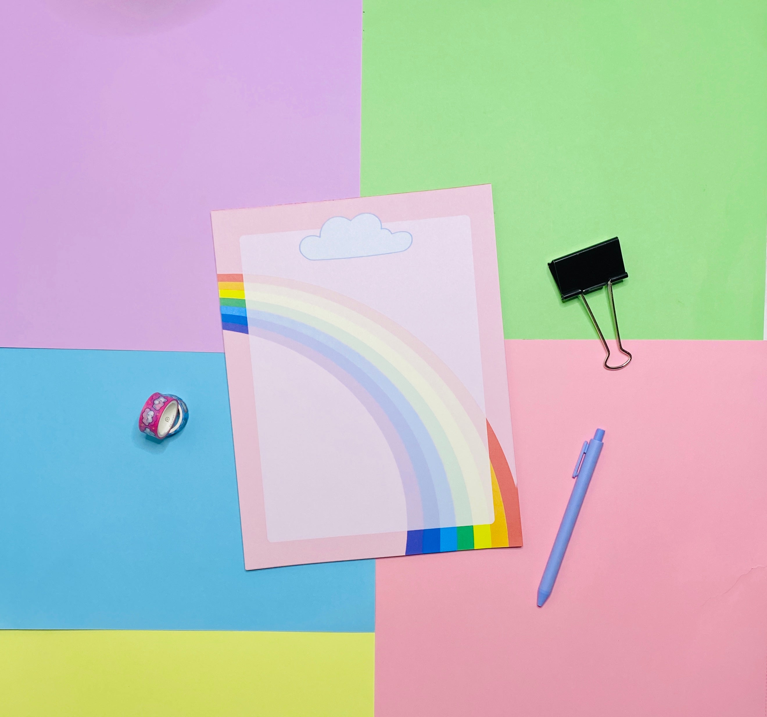 Rainbow in the Sky Jumbo Stationery Notepad Notebooks & Notepads Pink Sweetheart