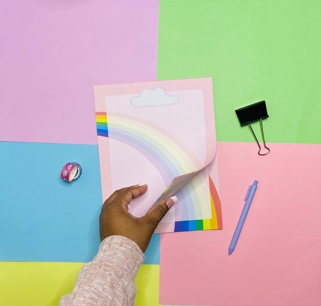 Rainbow in the Sky Jumbo Stationery Notepad Notebooks & Notepads Pink Sweetheart