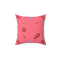 Red Gummy Fish Candy Square Pillow - Pink Sweetheart