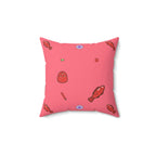 Red Gummy Fish Candy Square Pillow Home Decor Pink Sweetheart