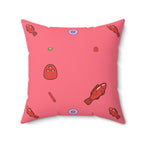 Red Gummy Fish Candy Square Pillow Home Decor Pink Sweetheart