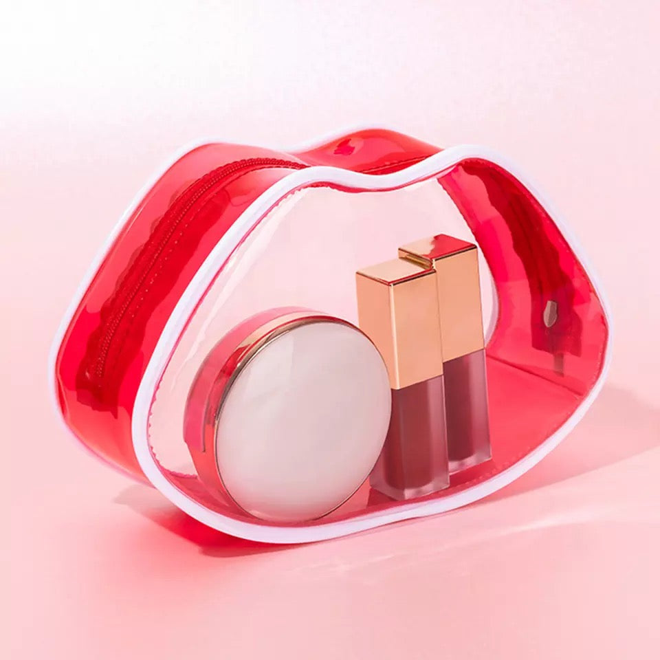 Red Kissy Lips Makeup Bag Cosmetic & Toiletry Bags Pink Sweetheart