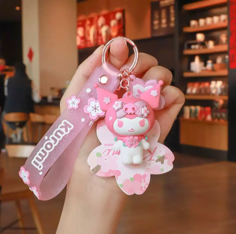 Sanrio Pink Sakura Cherry Blossom Kawaii Keychain Keychains Pink Sweetheart