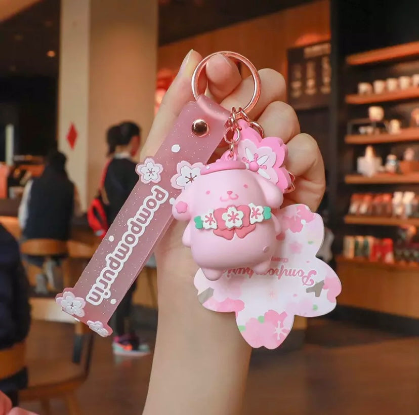 Sanrio Pink Sakura Cherry Blossom Kawaii Keychain Keychains Pink Sweetheart