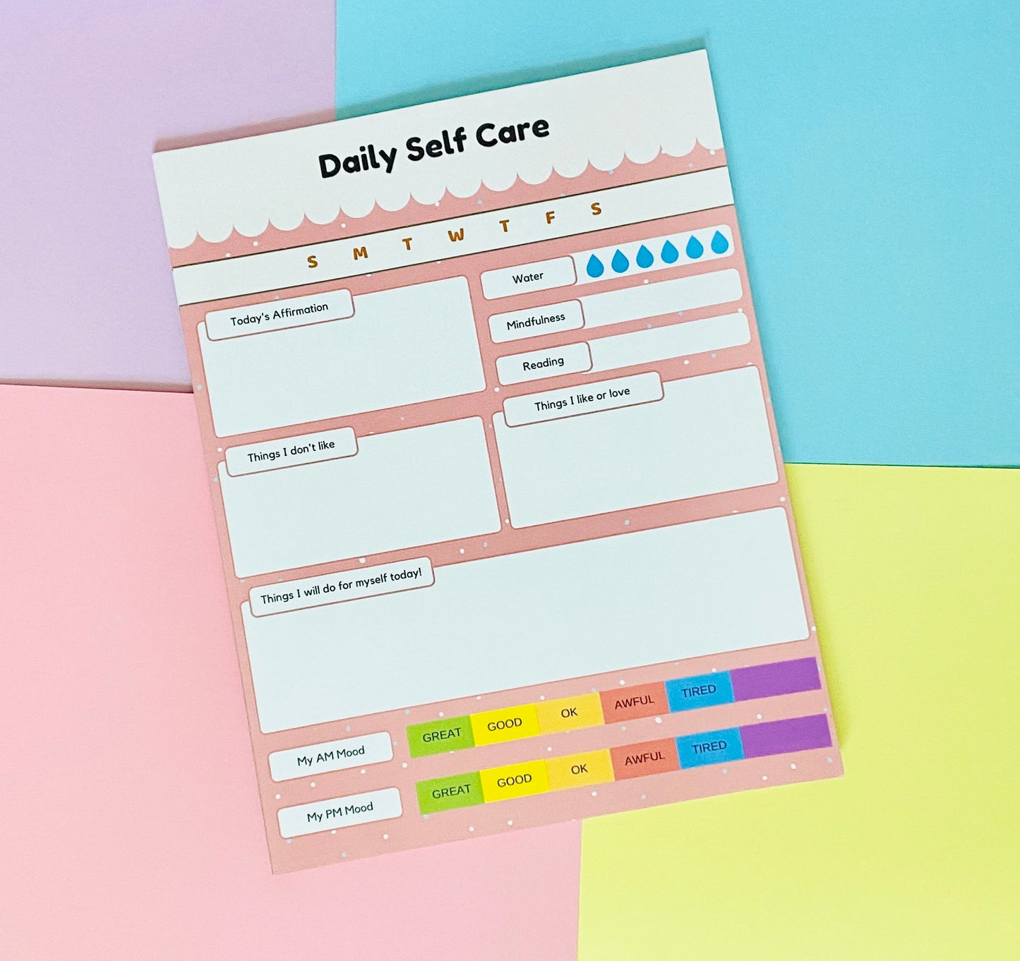 Self Care Pastel Jumbo Stationery Notepad Calendars, Organizers & Planners Pink Sweetheart