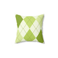 Shades of Green Argyle Square Pillow - Pink Sweetheart