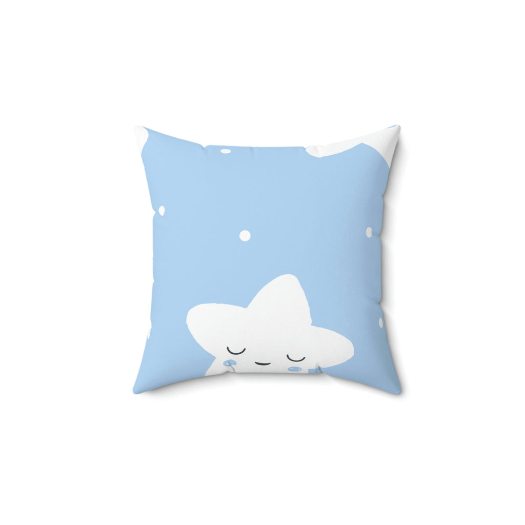 Sleepy Baby Star Blue Square Pillow Home Decor Pink Sweetheart