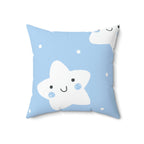 Sleepy Baby Star Blue Square Pillow Home Decor Pink Sweetheart