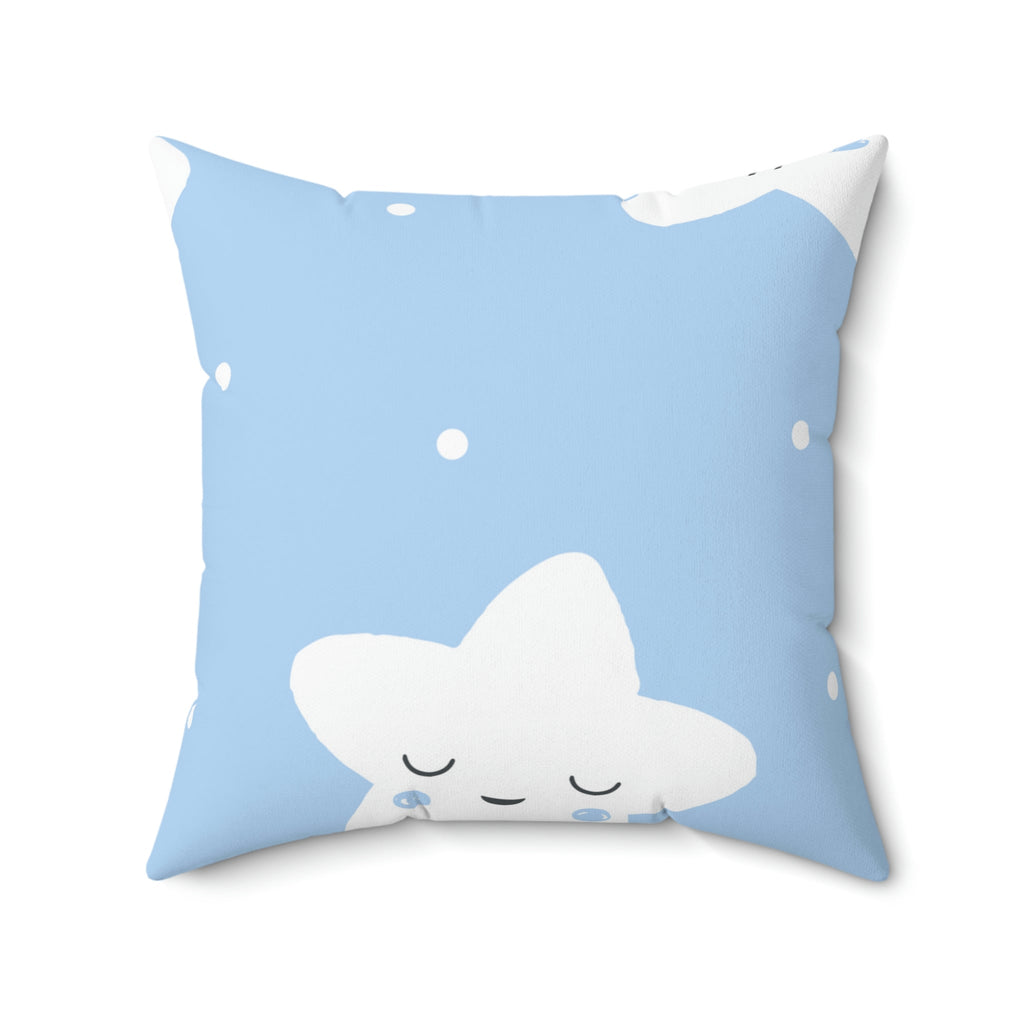 Sleepy Baby Star Blue Square Pillow Home Decor Pink Sweetheart