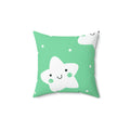Sleepy Baby Star Green Square Pillow - Pink Sweetheart