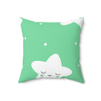 Sleepy Baby Star Green Square Pillow Home Decor Pink Sweetheart