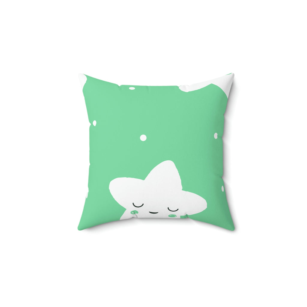 Sleepy Baby Star Green Square Pillow Home Decor Pink Sweetheart