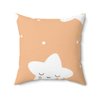 Sleepy Baby Star Peach Tangerine Square Pillow Home Decor Pink Sweetheart