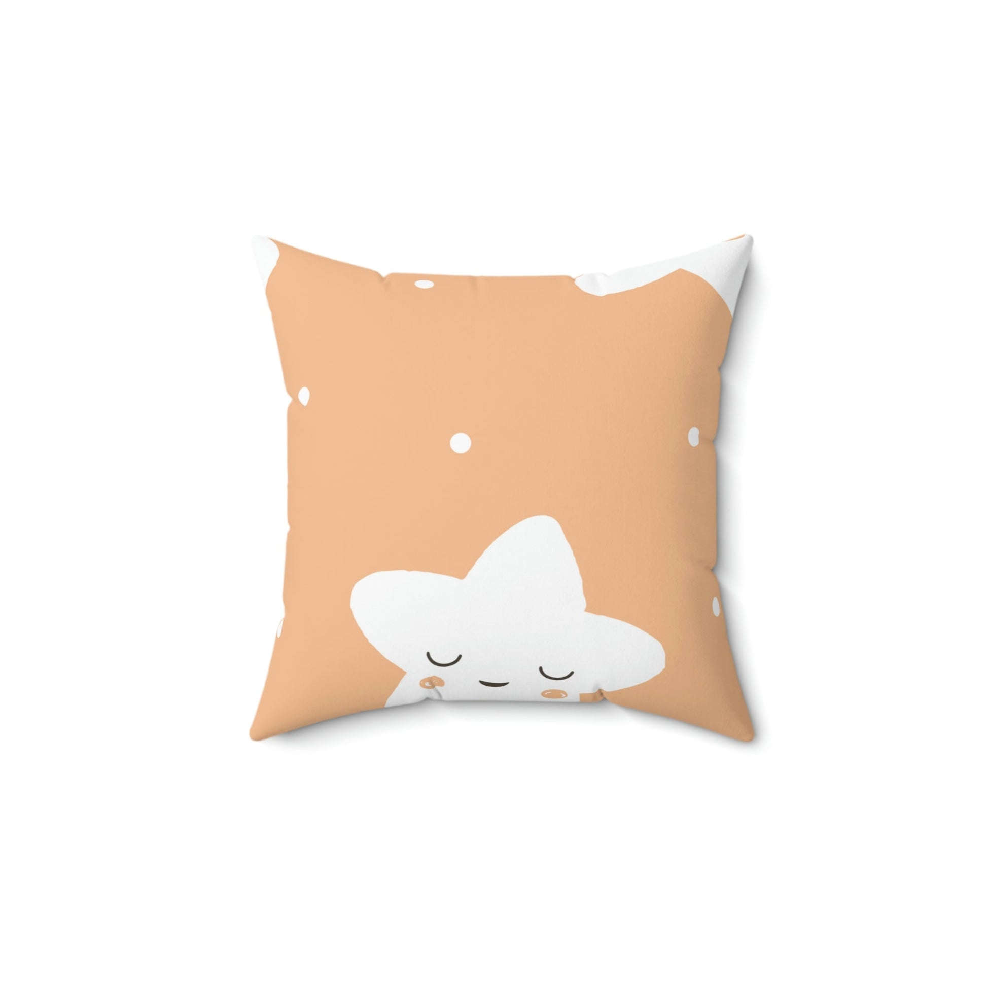 Sleepy Baby Star Peach Tangerine Square Pillow Home Decor Pink Sweetheart