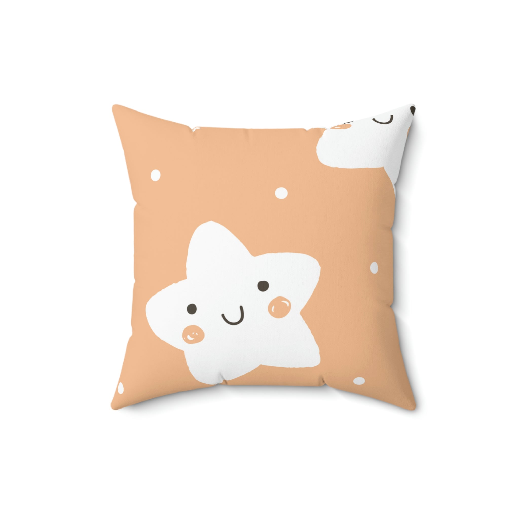 Sleepy Baby Star Peach Tangerine Square Pillow Home Decor Pink Sweetheart