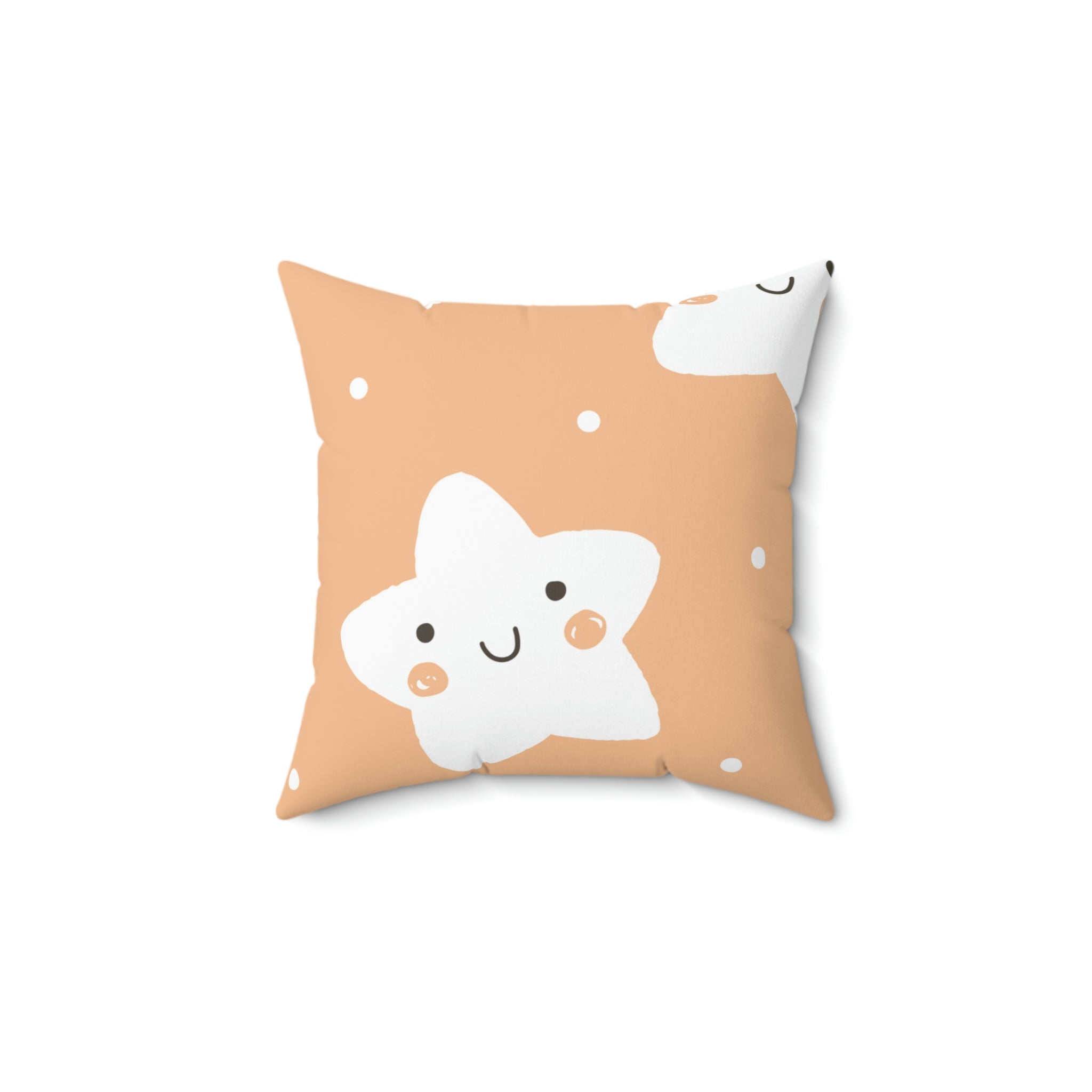 Sleepy Baby Star Peach Tangerine Square Pillow Home Decor Pink Sweetheart