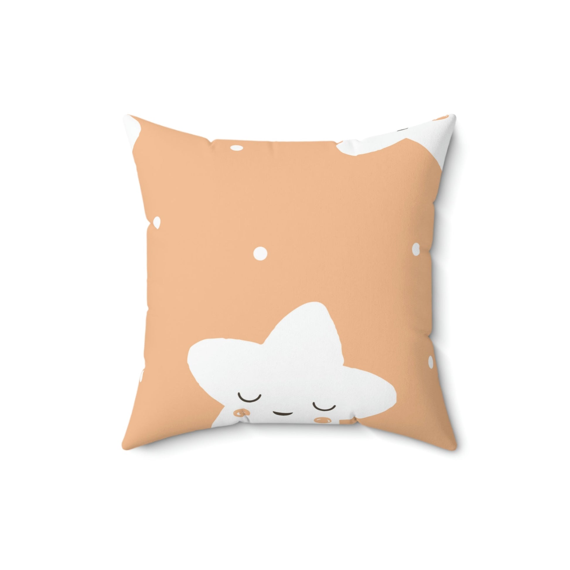 Sleepy Baby Star Peach Tangerine Square Pillow Home Decor Pink Sweetheart
