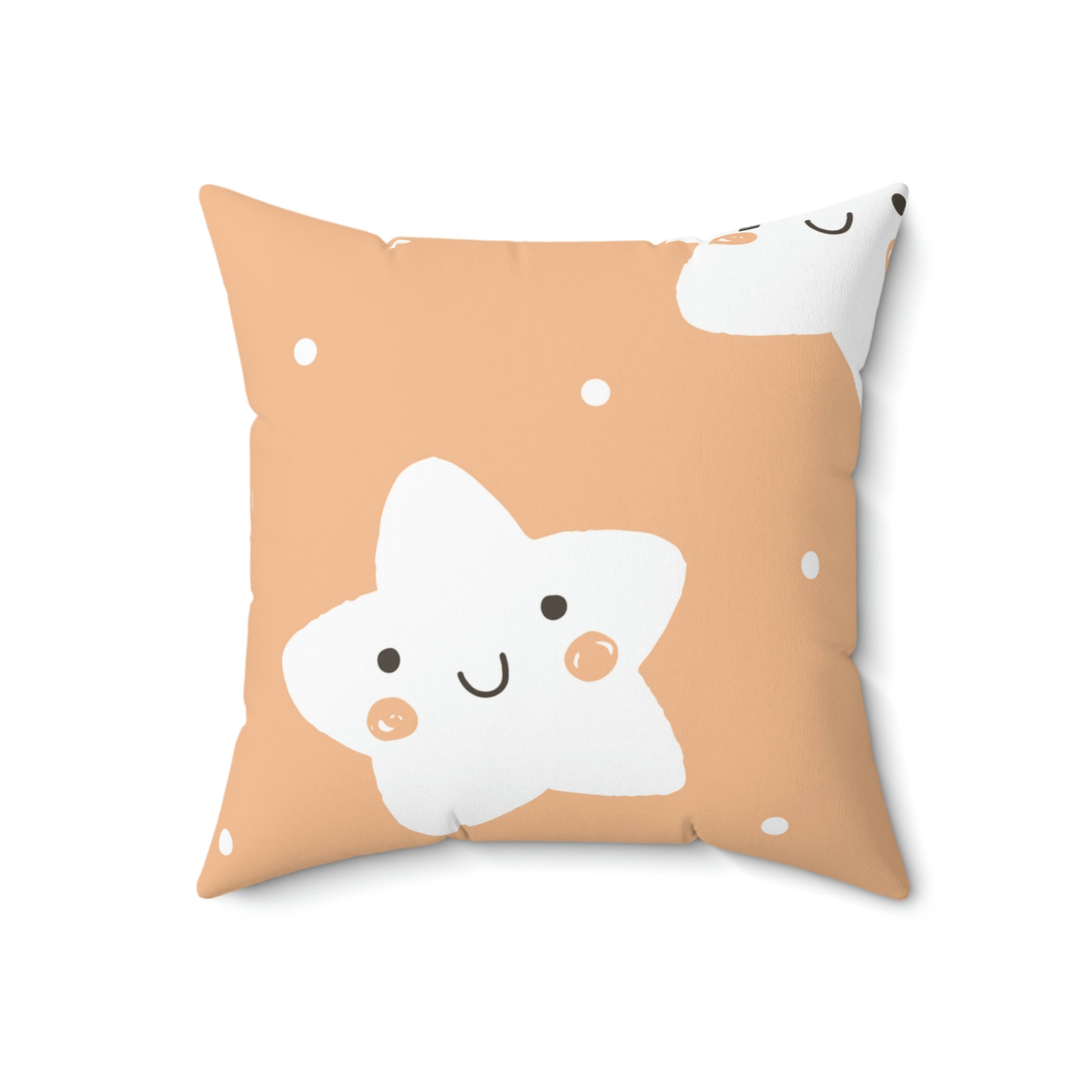 Sleepy Baby Star Peach Tangerine Square Pillow Home Decor Pink Sweetheart