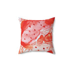 Smashed Strawberries Square Pillow Home Decor Pink Sweetheart