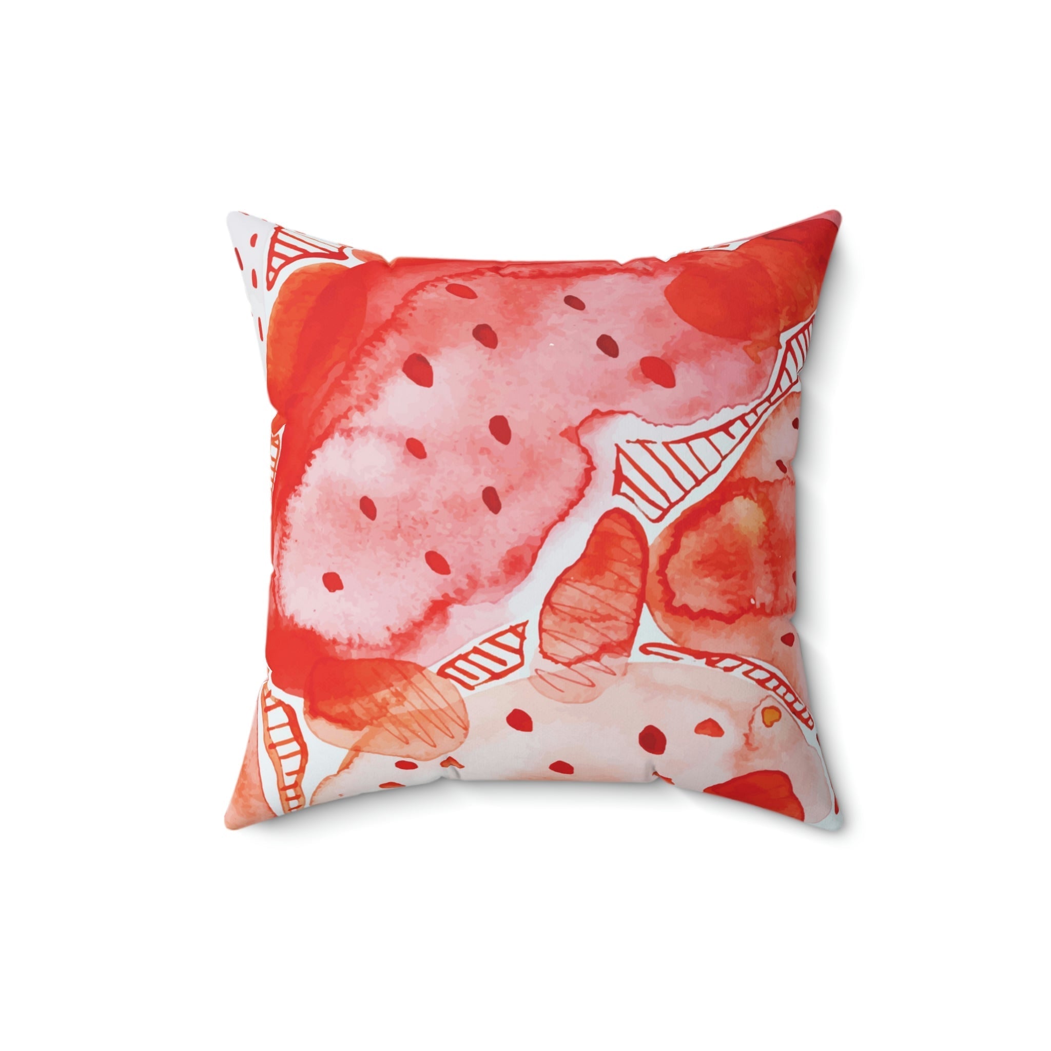 Smashed Strawberries Square Pillow Home Decor Pink Sweetheart