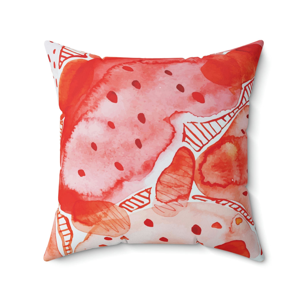 Smashed Strawberries Square Pillow Home Decor Pink Sweetheart