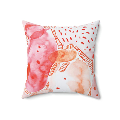 Smashed Strawberries Square Pillow Home Decor Pink Sweetheart
