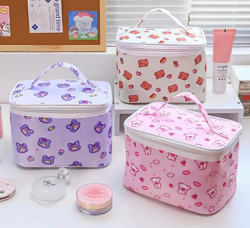Snack Time Cutie Kawaii Cosmetic Makeup Bag Cosmetic & Toiletry Bags Pink Sweetheart