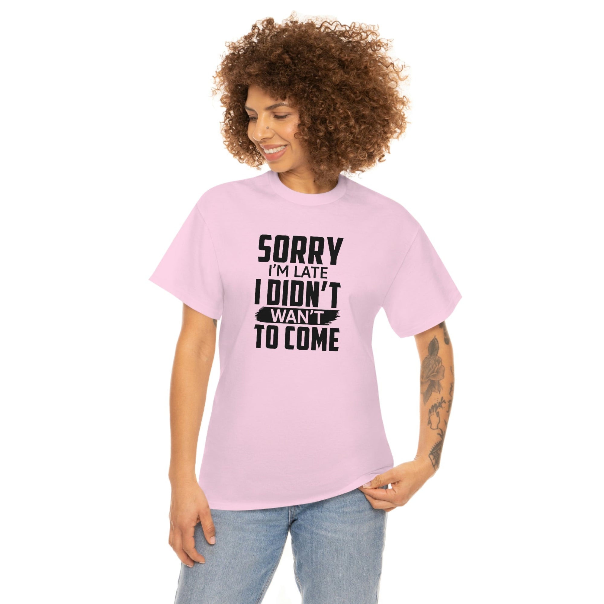 Sorry I'm Late Cotton Tee T-Shirt Pink Sweetheart
