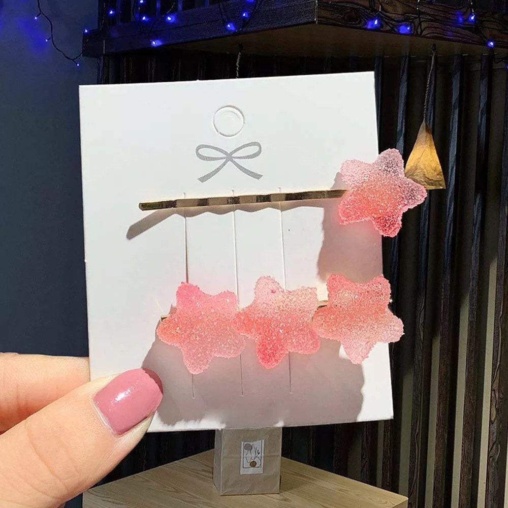 Sour Gummy Candy Star Hairpins Hair Claws & Clips Pink Sweetheart