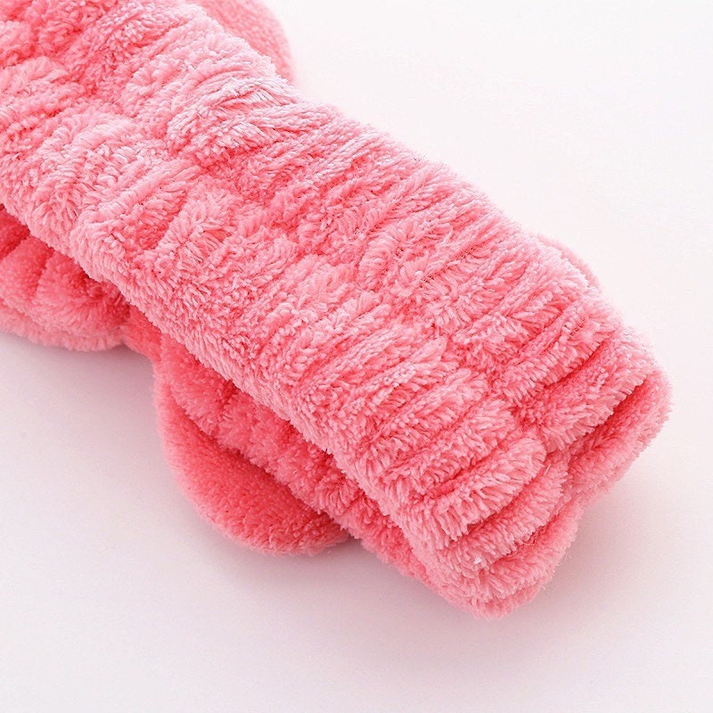 Spa Day Plush Fleece Bow Headband – Pink Sweetheart