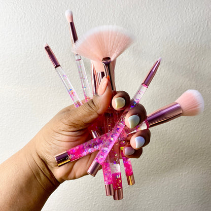 Sparkling Glitter Liquid Cosmetic Makeup Brush Set Makeup Brushes Pink Sweetheart