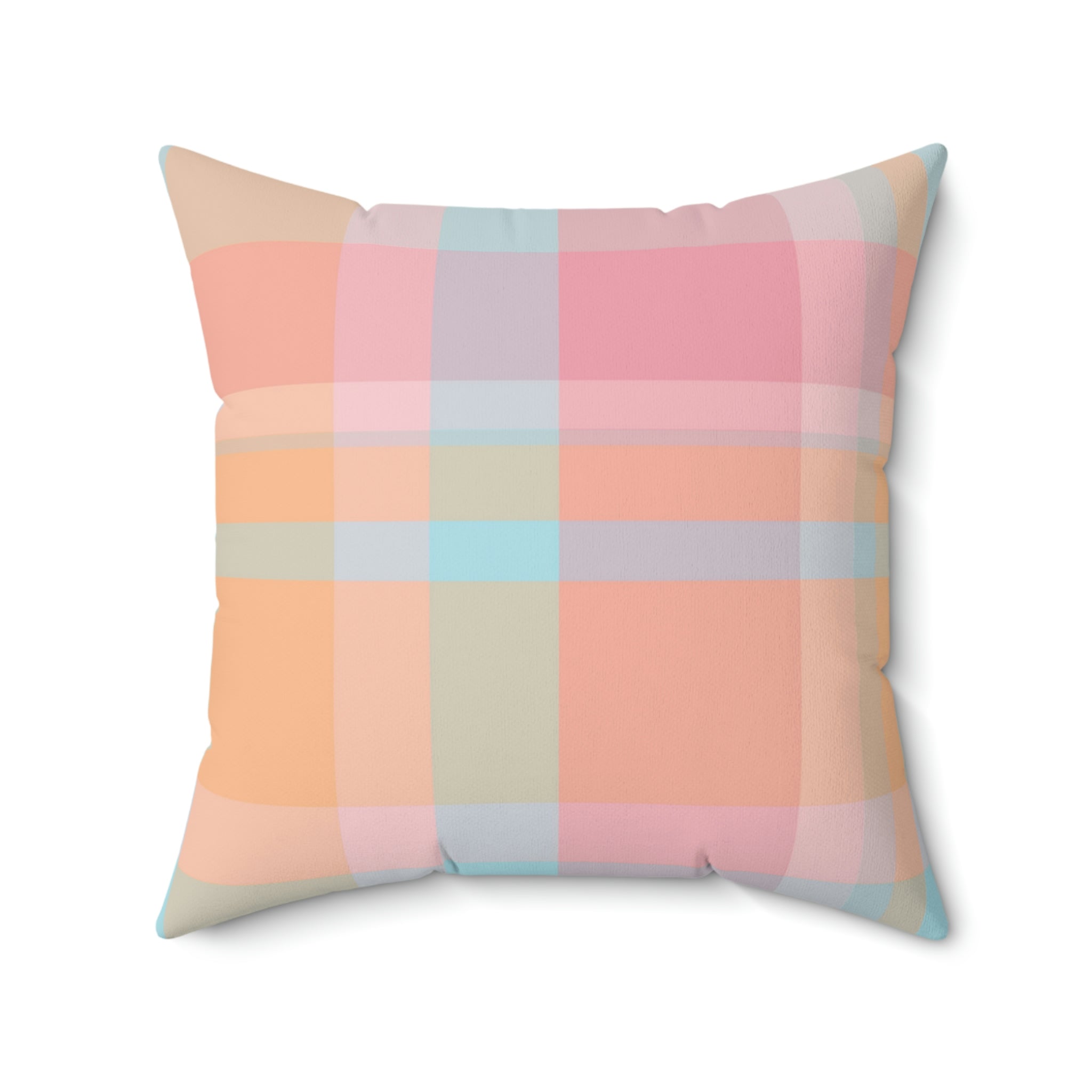 Spring Pastel Plaid Square Pillow Home Decor Pink Sweetheart